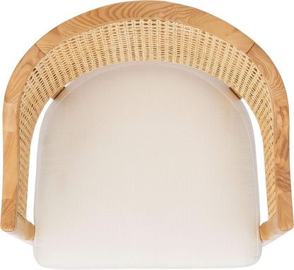 Natural Rattan Accent Chair with Brass Caps Fully Assembled