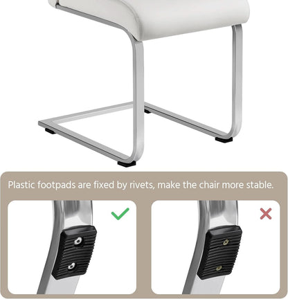 Set Of 2 High Back Faux Leather Dining Chairs White
