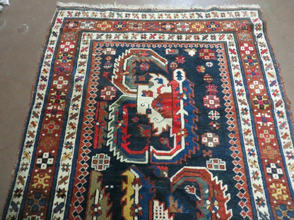3' 7" X 14' Antique Handmade Caucasian Wool Rug Carpet Nice