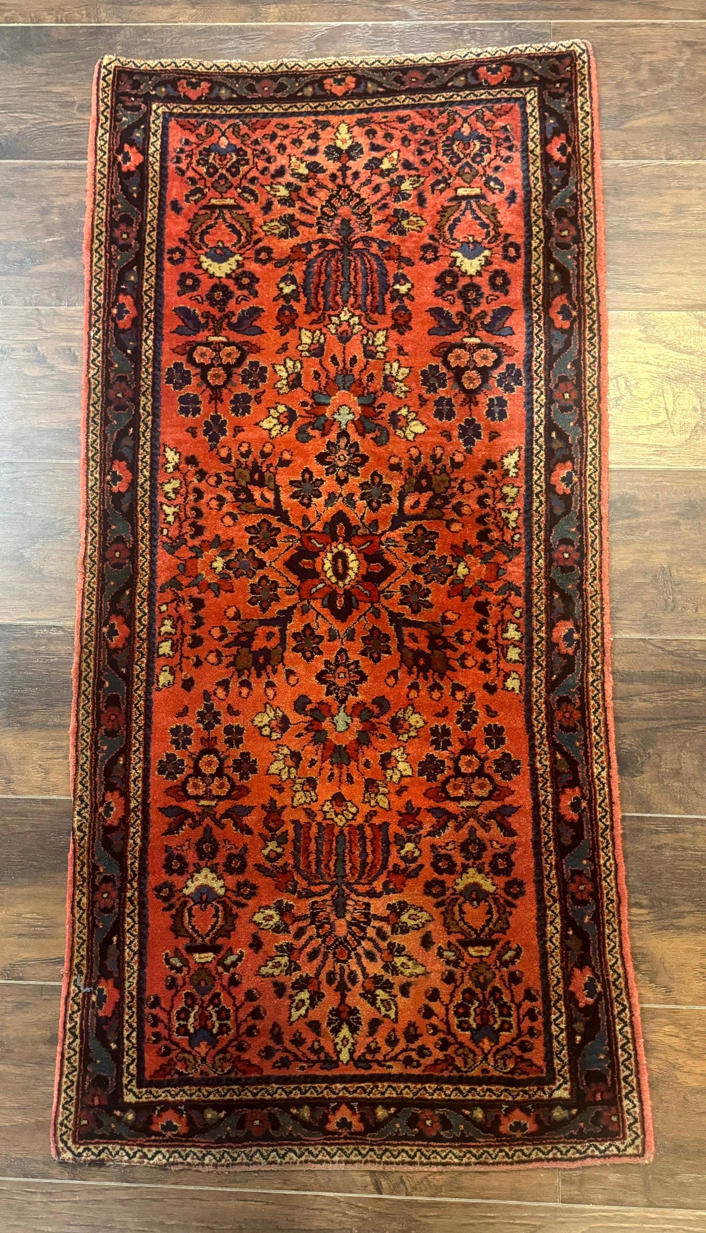 Antique Persian Sarouk Rug 2x4, Red, Fine 260 KPSI