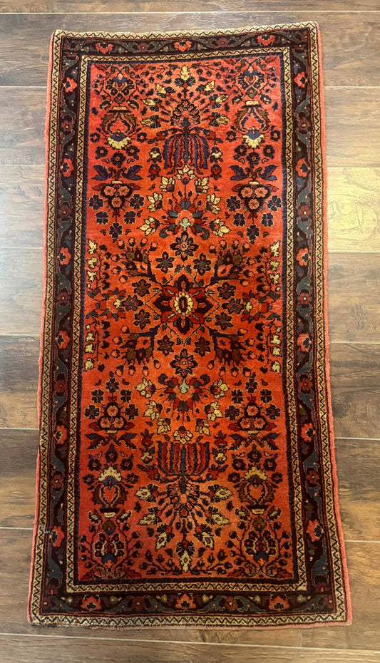 Antique Persian Sarouk Rug 2x4, Red, Fine 260 KPSI