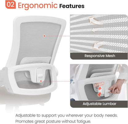 Beige High Back Mesh Office Chair With Adjustable Height And Ergonomic Design