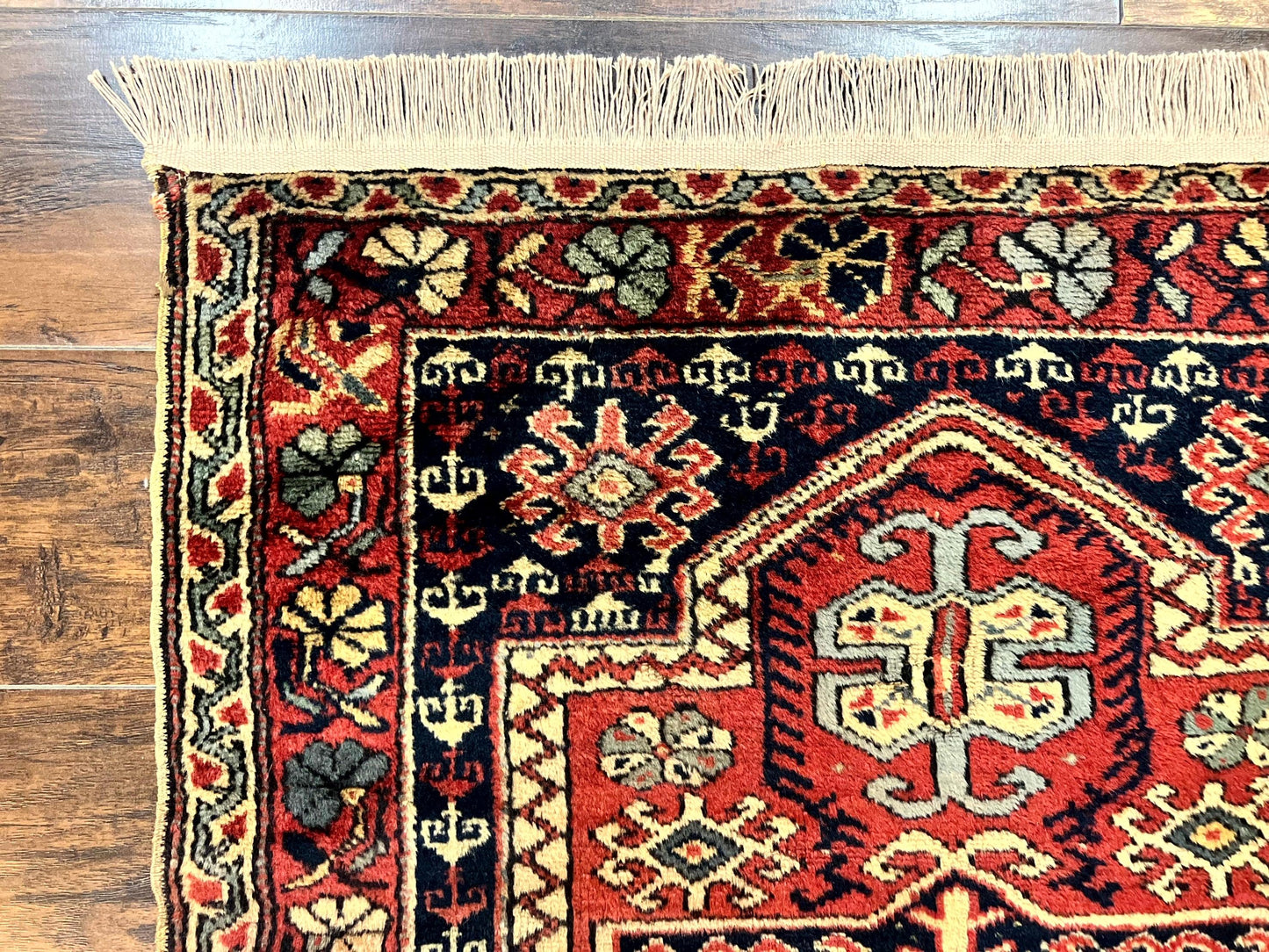 Antique Turkish Sparta Rug 3x4, Geometric Caucasian Pattern, Vintage Handmade Tribal Wool Carpet