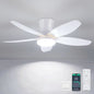 36 Inch White Ceiling Fan With Dimmable LED Remote App Control Energy Efficient