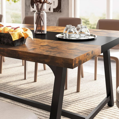 Dining Table For 8 70.87 Inch Rectangular Wood Metal Frame
