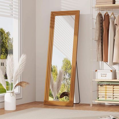 Full Length Mirror 71x32 Walnut Wood Frame Wall Mounted