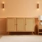 Natural Finish Buffet Cabinet Pair With Rattan Doors