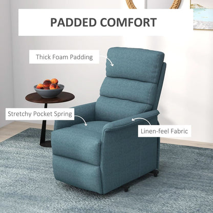Blue Power Lift Recliner Chair With Remote Control