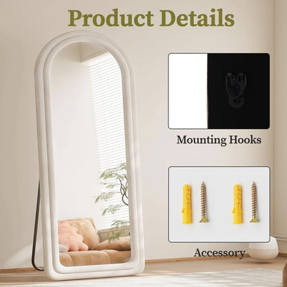 63 By 24 Inch Arched Full Length Freestanding Floor Mirror White