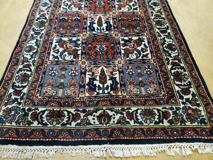 4' X 6' Vintage Handmade Indian Panel Design Wool Rug Veg Dyes