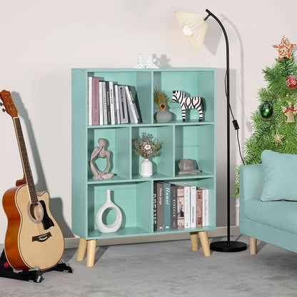 Mint Green 7 Cube Bookcase For Kids Toy Storage Organizer