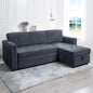 Gray Microfiber L Shape Sleeper Sofa With USB Ports Storage
