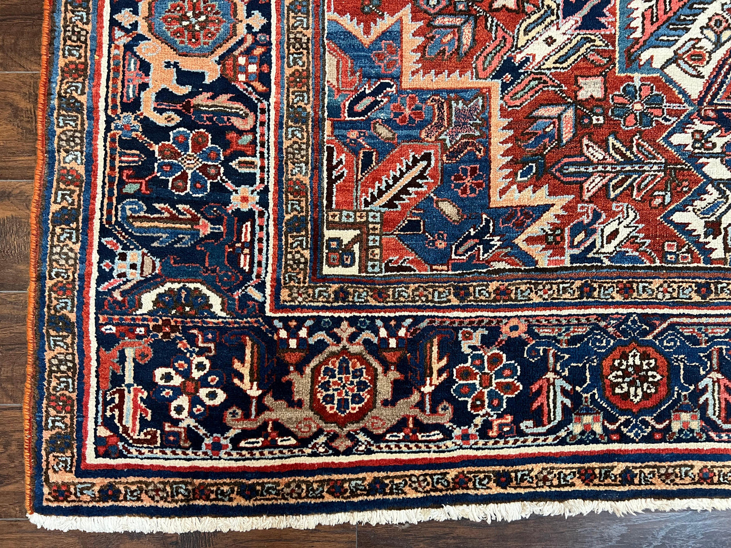 Antique Persian Heriz Rug – 11x16 Palace Size, Geometric Medallion, 1920s