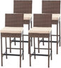 Outdoor Rattan Bar Stools Set with Cushions Comfort