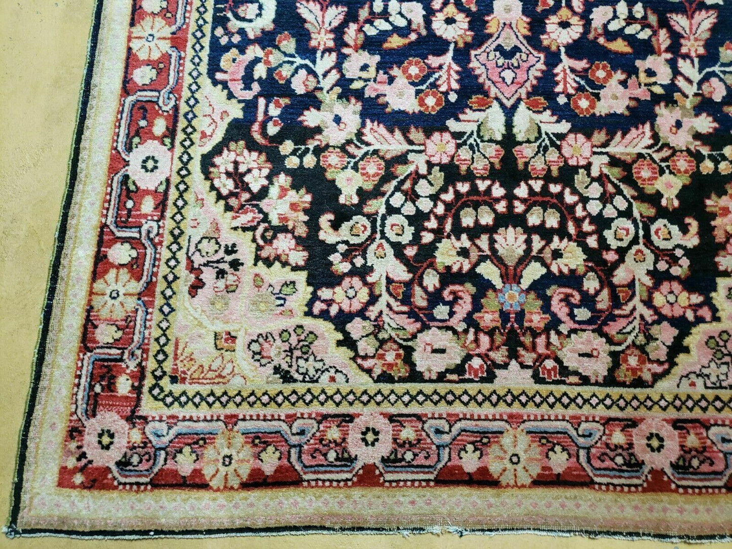 4' X 6' Antique Handmade India Floral Oriental Wool Rug Carpet Organic Blue