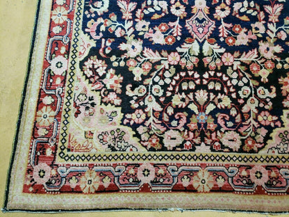 4' X 6' Antique Handmade India Floral Oriental Wool Rug Carpet Organic Blue