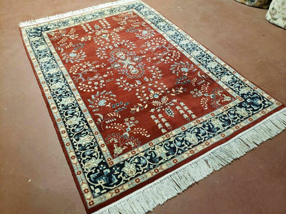 4' X 6' Vintage Handmade Pakistani Rug Highly Detailed Red