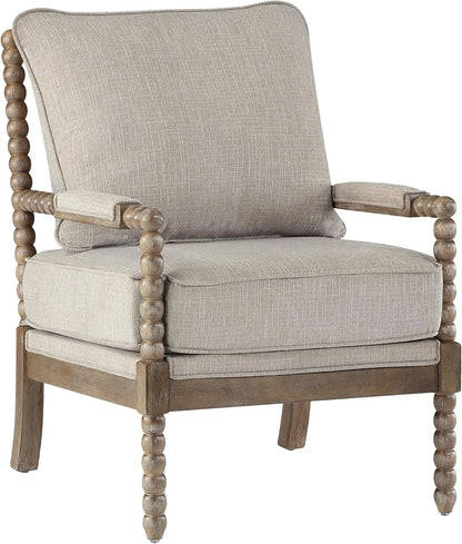 Linen Spindle Accent Chairs Set Of 2 Cushioned Armrests
