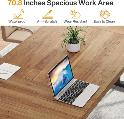 70.8 Inch Executive Desk Large Modern Home Office Desk
