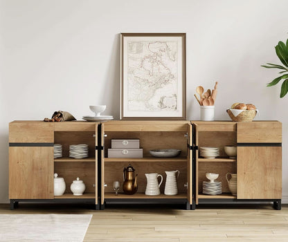 Oak 3 In 1 Modern Sideboard With Adjustable Shelf Unit