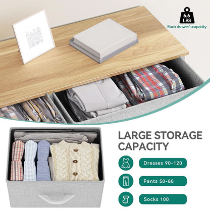 Bedroom Tall Linen Textured Fabric Dresser Drawers