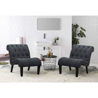 Button Tufted Slipper Chair For Compact Living Room Decor