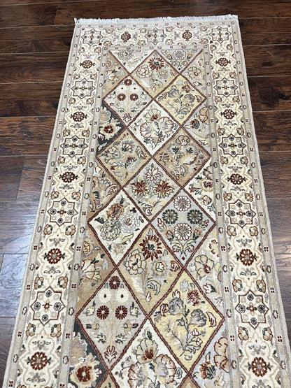Pak Persiann Runner Rug 2.7 x 12, Handmade Wool Vintage Hallway Rug, Panel Design