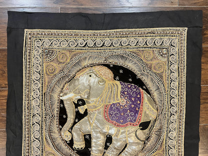 Indian Embroidery 3x3, Elephant Design, Detailed Needlepoint, Beadwork