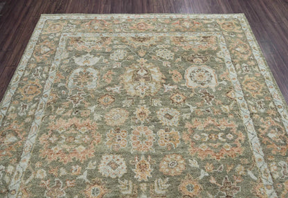 LoomBloom 8x10 Traditional Moss Hand Knotted Wool Turkish Oushak Oriental Rug