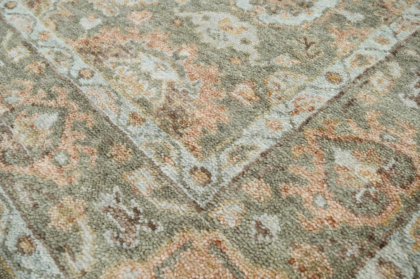 LoomBloom 8x10 Traditional Moss Hand Knotted Wool Turkish Oushak Oriental Rug