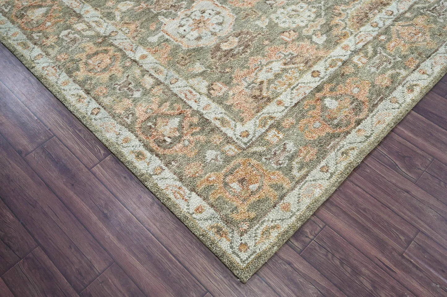 LoomBloom 8x10 Traditional Moss Hand Knotted Wool Turkish Oushak Oriental Rug