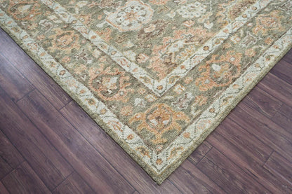 LoomBloom 8x10 Traditional Moss Hand Knotted Wool Turkish Oushak Oriental Rug