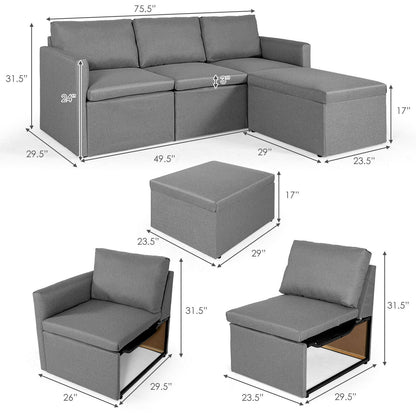 Convertible L-Shaped Sectional Sofa Couch with Reversible Chaise