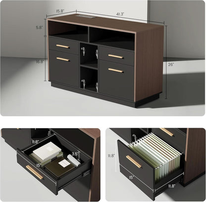 Walnut Seventy OneInch Height Adjustable Standing Desk Cabinets