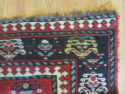 3' 3" X 10' Hand-Knotted Antique Handmade Caucasian Kazak Wool Runner Rug