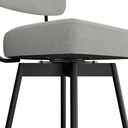 Giselle Swivel Bar Stools Set 2 29 Inch Upholstered Light Grey