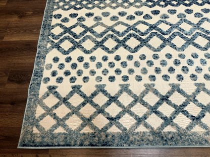Modern Rug 8x10, Abstract Rug, Oat and Blue, Raised Pattern, Modway Rug Collection