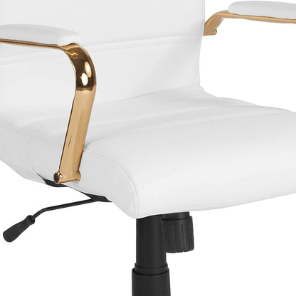 Whitney White LeatherSoft Office Chair Mid Back Swivel