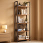 Industrial 65 Inch High Bookshelf With Steel Frame