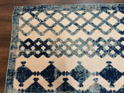 Modern Rug 8x10, Abstract Rug, Oat and Blue, Raised Pattern, Modway Rug Collection