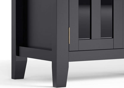 72 Inch Solid Wood TV Stand In Black For 80 Inch TVs