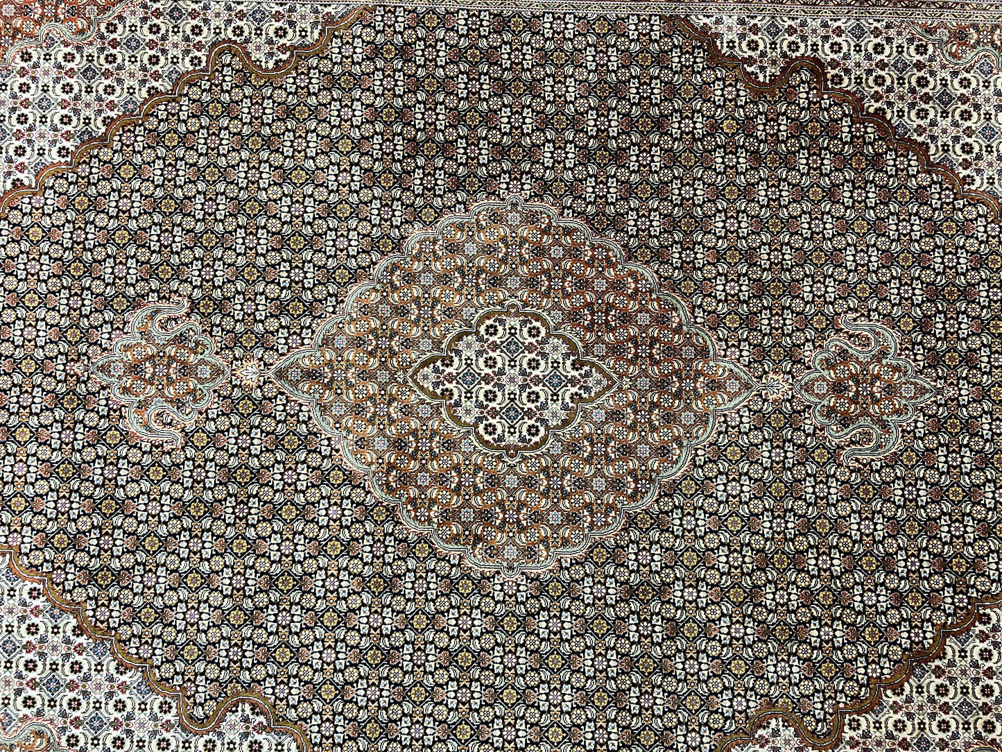 Wonderful Persian Tabriz Rug 7x10 ft, Very Fine 50 Raj 350 KPSI Oriental Carpet, Herati Mahi Pattern, Authentic Hand Knotted Handmade Wool Vintage