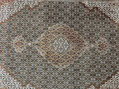 Wonderful Persian Tabriz Rug 7x10 ft, Very Fine 50 Raj 350 KPSI Oriental Carpet, Herati Mahi Pattern, Authentic Hand Knotted Handmade Wool Vintage