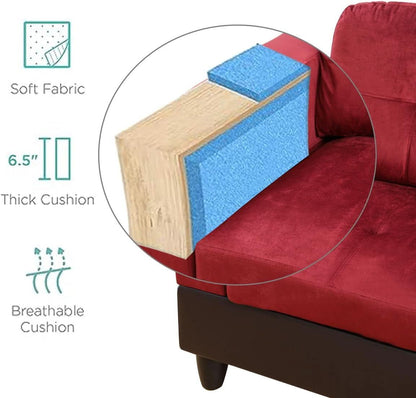 2 Piece Sectional Sofa Set L Shape Microfiber With Chaise Red Right Hand Facing Living Room