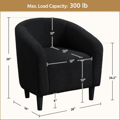 Black Boucle Armchair Club Chair Cushioned Comfort