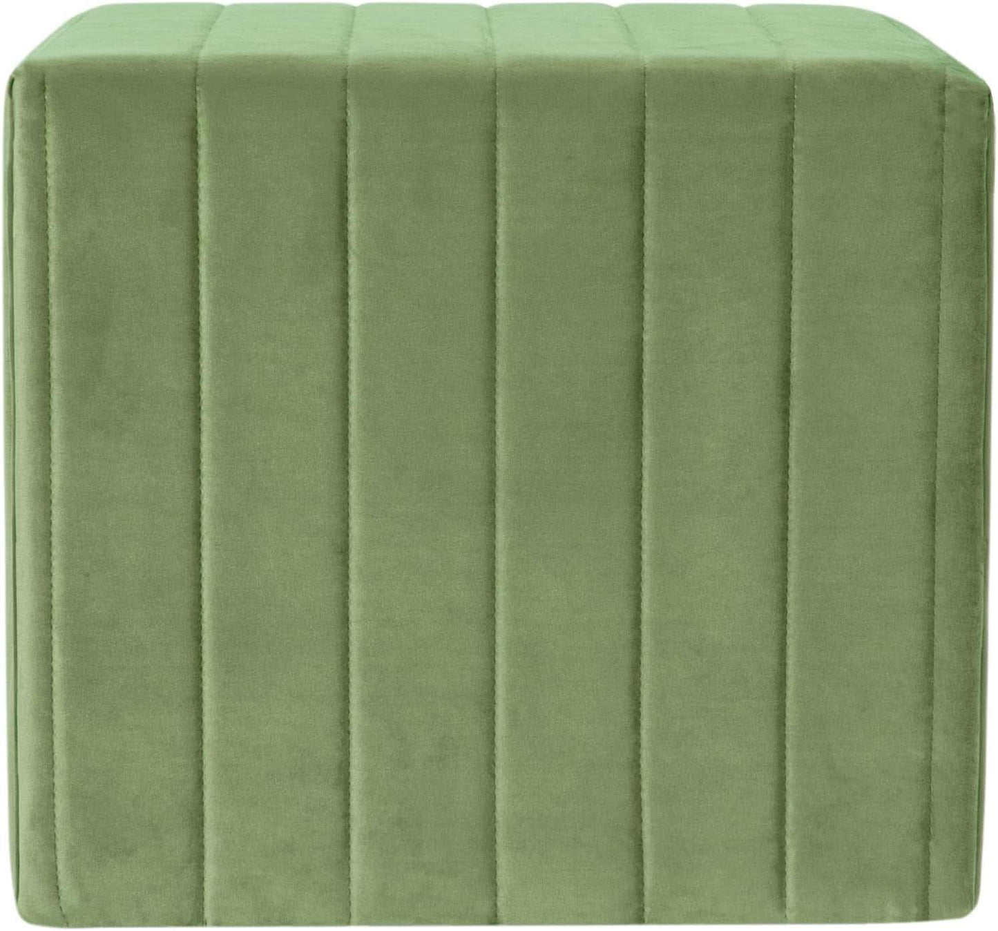 Elegant Green Velvet Tufted Channel Ottoman Footstool