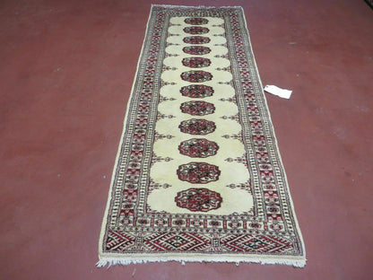 2' 7" x 7' Handmade Finely Knotted Pakistani Turkoman Bokhara Detailed Wool Rug