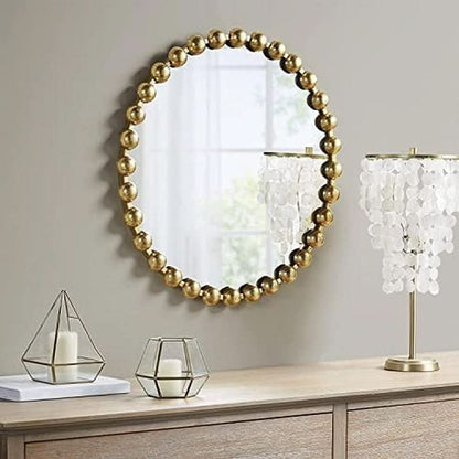 Round Wall Mirror With Gold Metal Frame 27 Inch Entryway