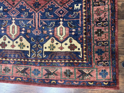 Persian Tribal Heriz Design Rug 6x9, Pottery Barn Rug, Hand Knotted Wool Vintage Rug