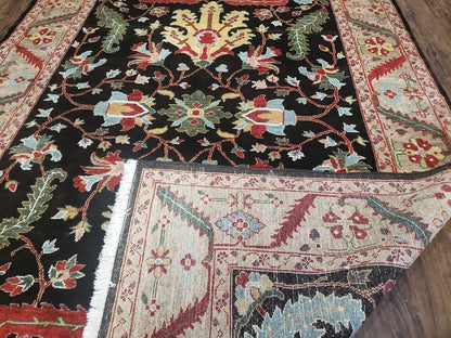 Peshawar Rug, 6x9 Rug, Hand Knotted Wool Area Rug, Black and Silver Rug, Unique Oriental Carpet, Handmade, Medium Sized Rug, Persian Rug
